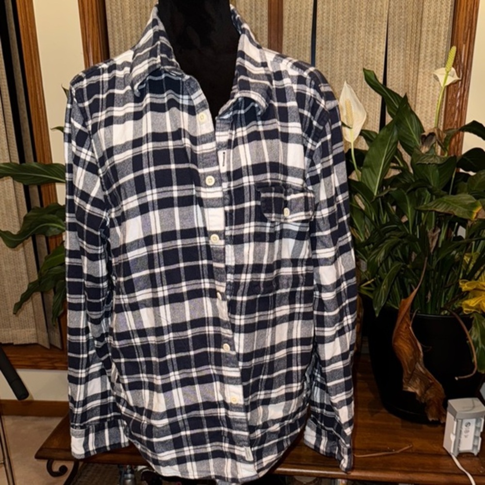American Eagle Outfitters Blue and White Plaid Casual Shirt - Picture 1 of 3
